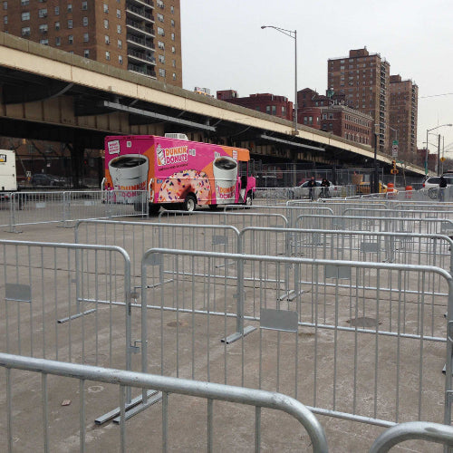 Rental Heavy Duty 7 Ft Steel Crowd Control Barricades with Flat Bases Crowd Control Rentals Epic Crowd Control