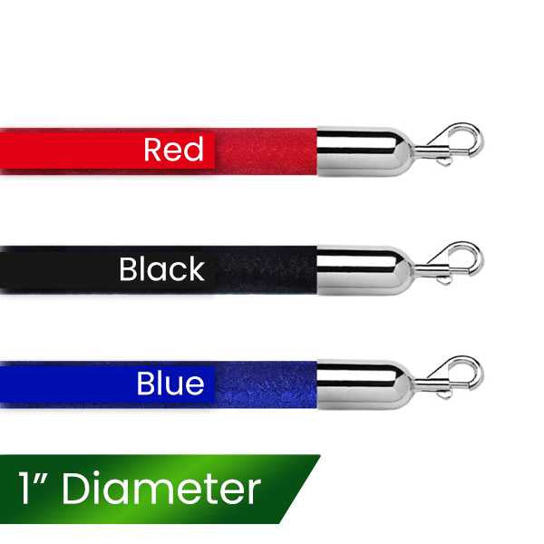 1" Velour Stanchion Rope 6 or 8 Foot Lengths Stanchion Ropes Epic Crowd Control