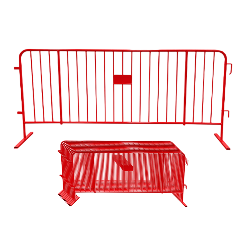 10 Red Steel Barricades Crowd Control Barriers 1" Frame