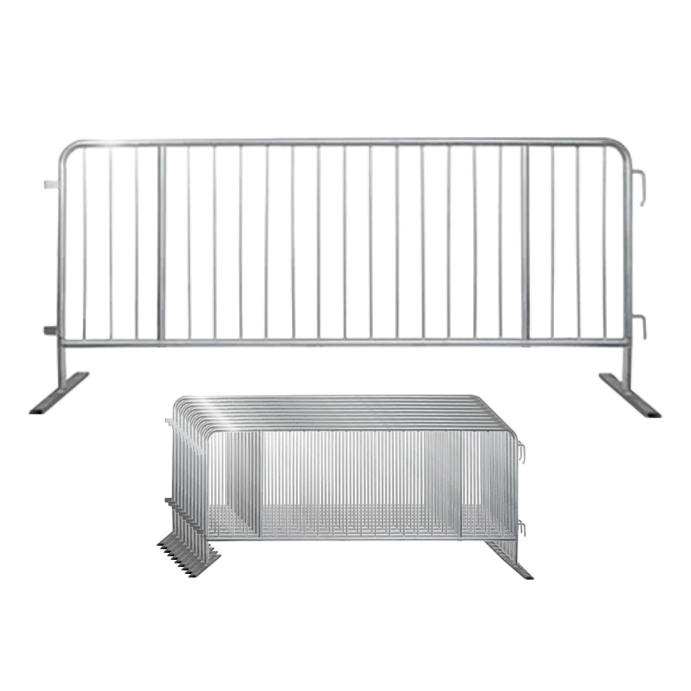 10 Galvanized Steel Barricades Flat Crowd Control Barriers 1" Frame