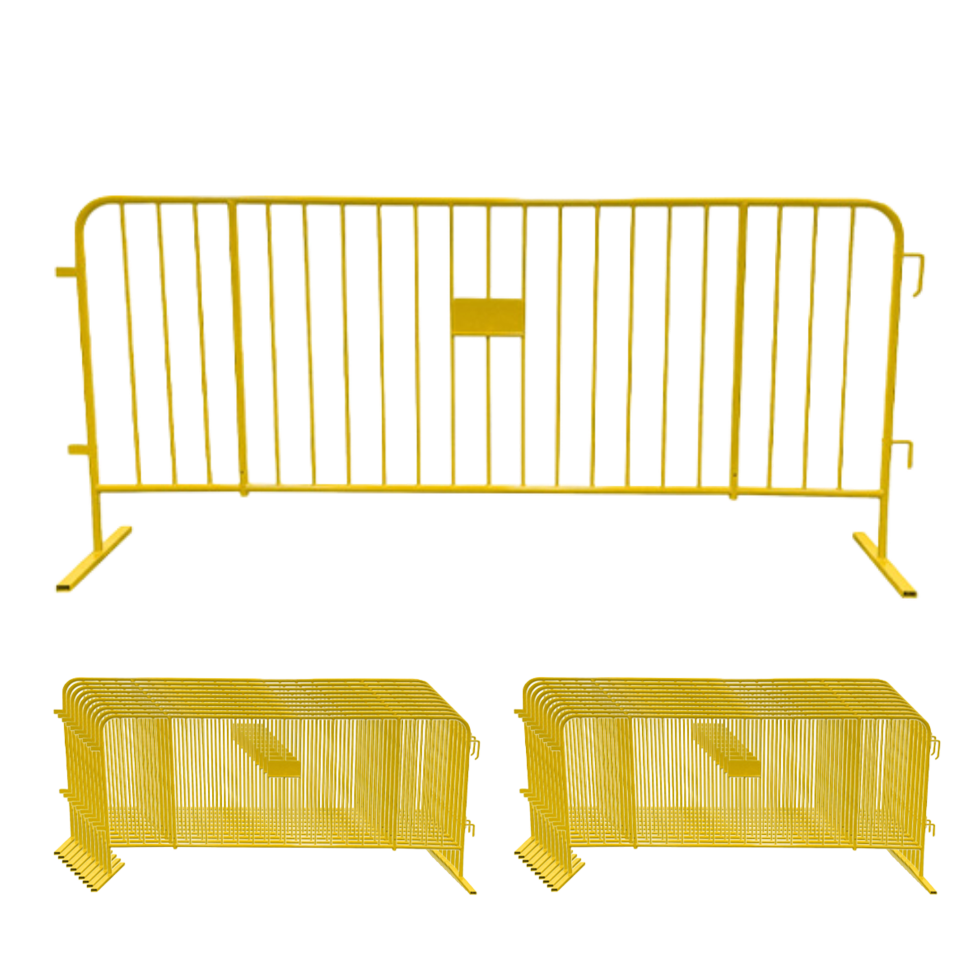 20 Yellow Steel Barricades Crowd Control Barriers 1" Frame
