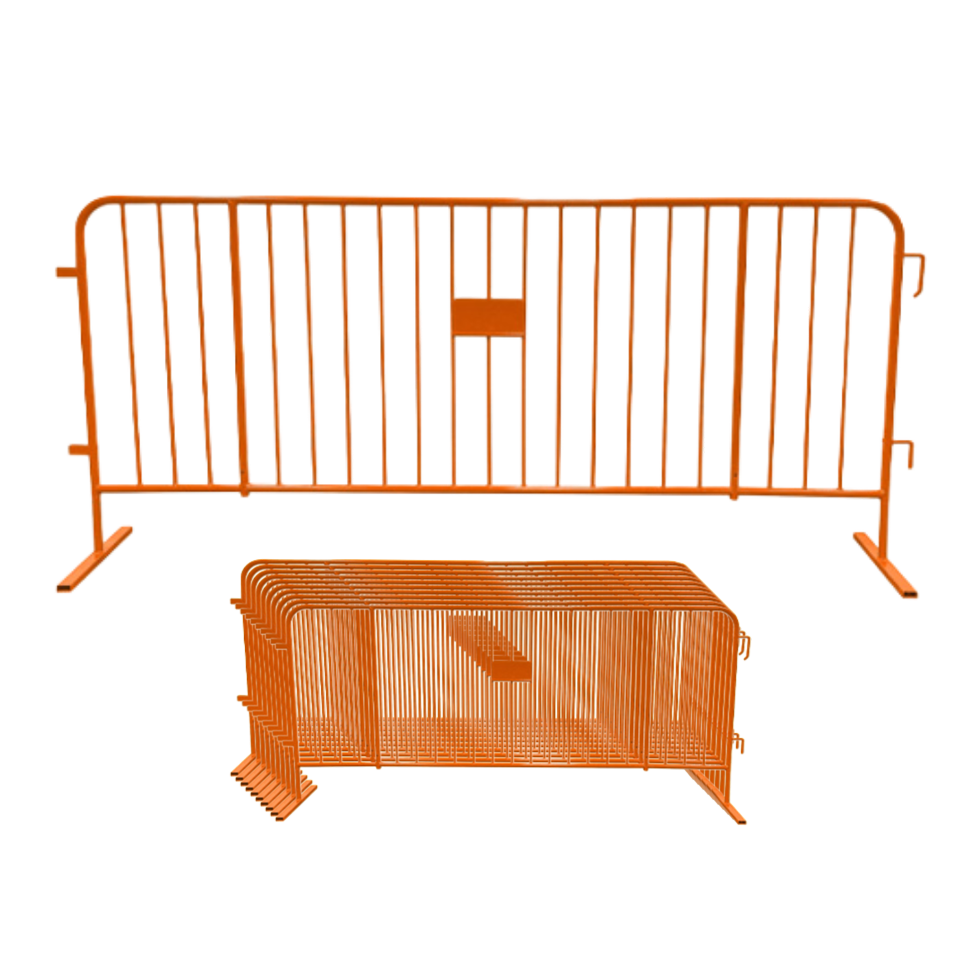 10 Orange Steel Barricades  Crowd Control Barriers 1" Frame