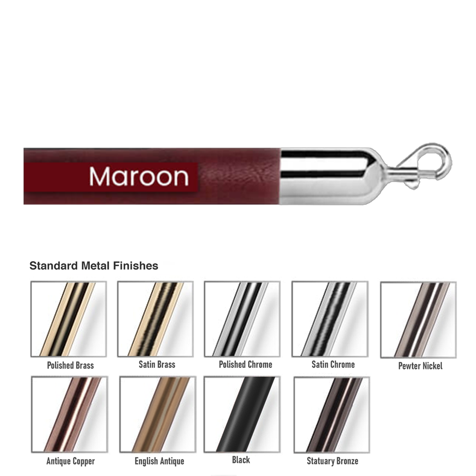 1.5" Naugahyde Stanchion Ropes 8 Foot Long (Faux Leather)