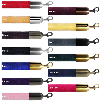 1.5" Velour Stanchion Ropes 2 to 12 Feet Long