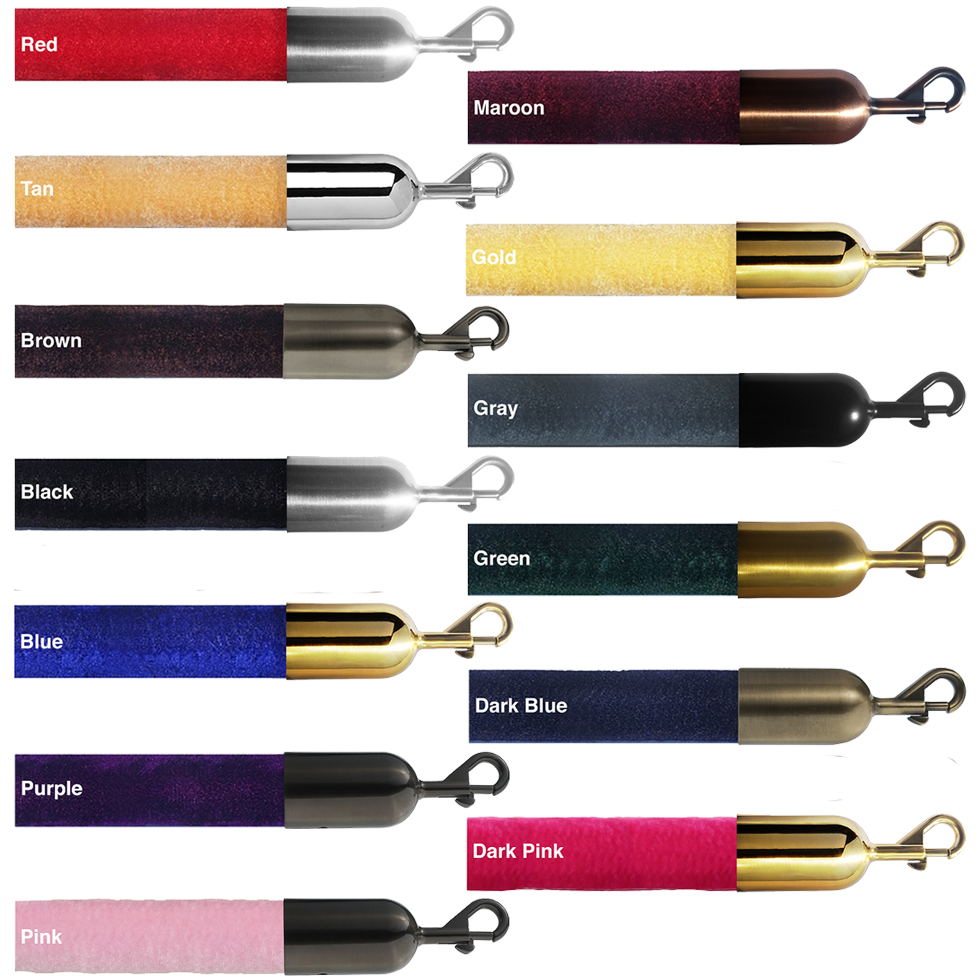 1.5" Velour Stanchion Ropes 2 Foot Long