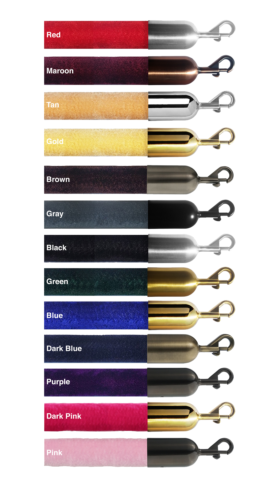 1.5" Velour Stanchion Ropes 10 Foot Long