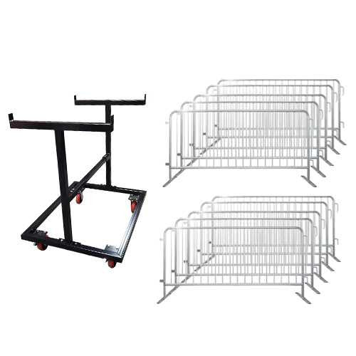 10 Pack Crowd Control Barriers | 1 Barricade Cart Steel Barricades Epic Crowd Control