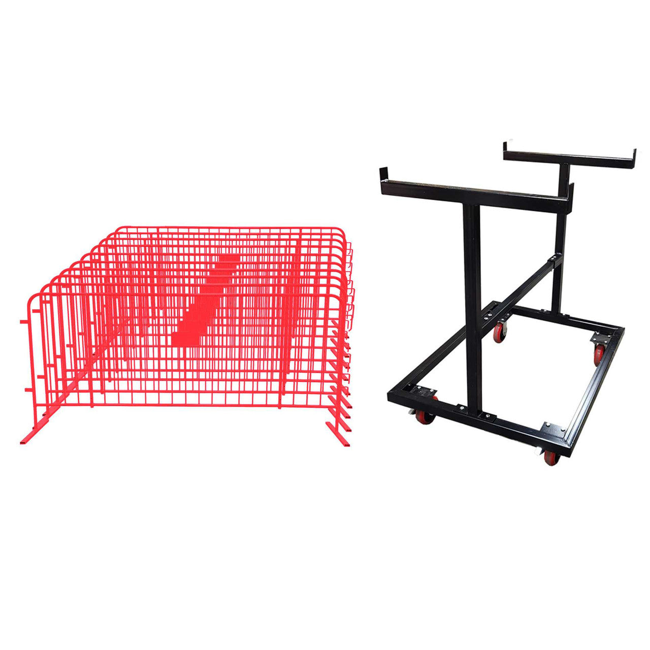 10 Red Crowd Control Barriers & Barricade Cart Steel Barricades Epic Crowd Control