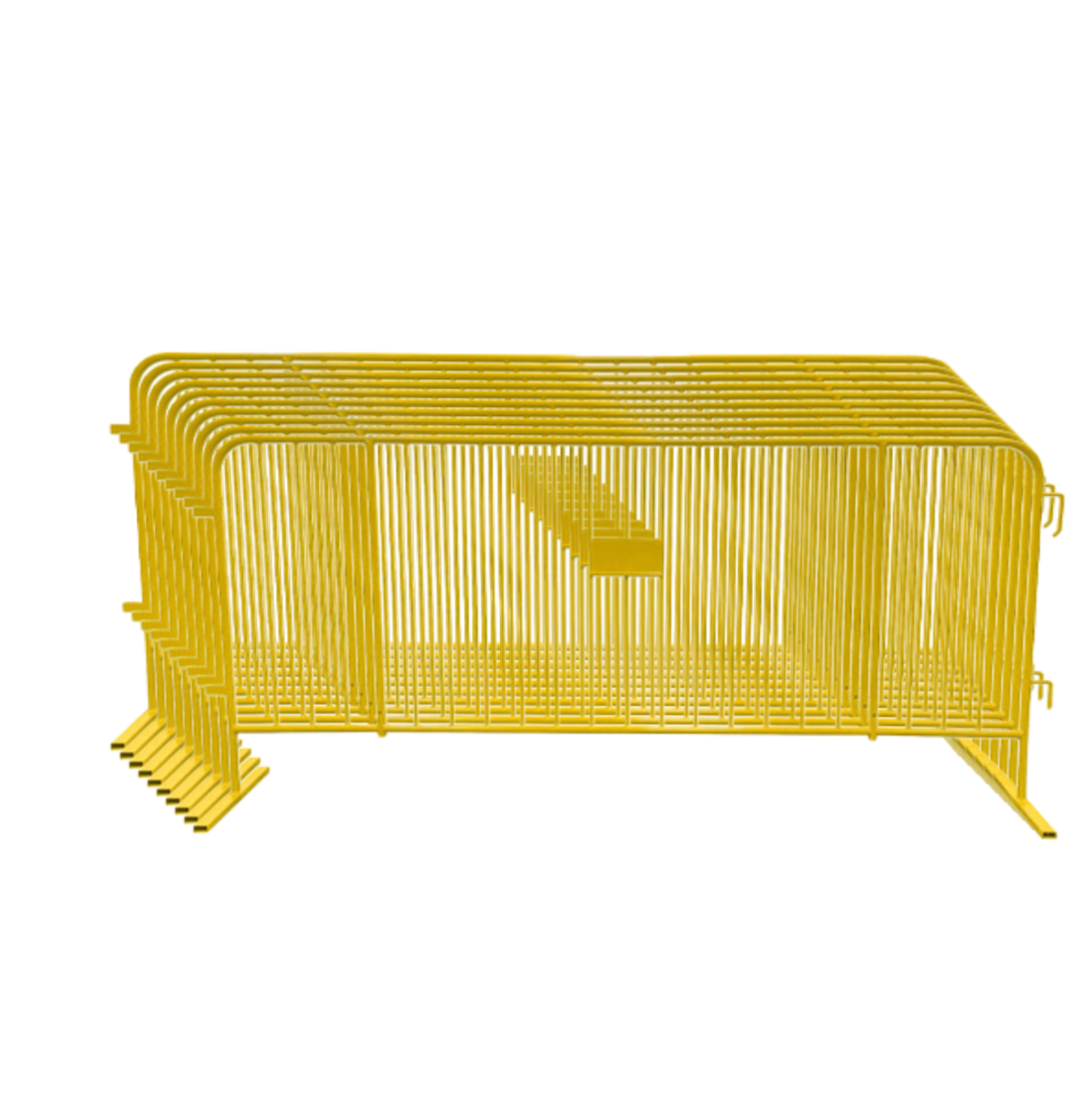 10 Yellow Crowd Control Barriers & Barricade Cart