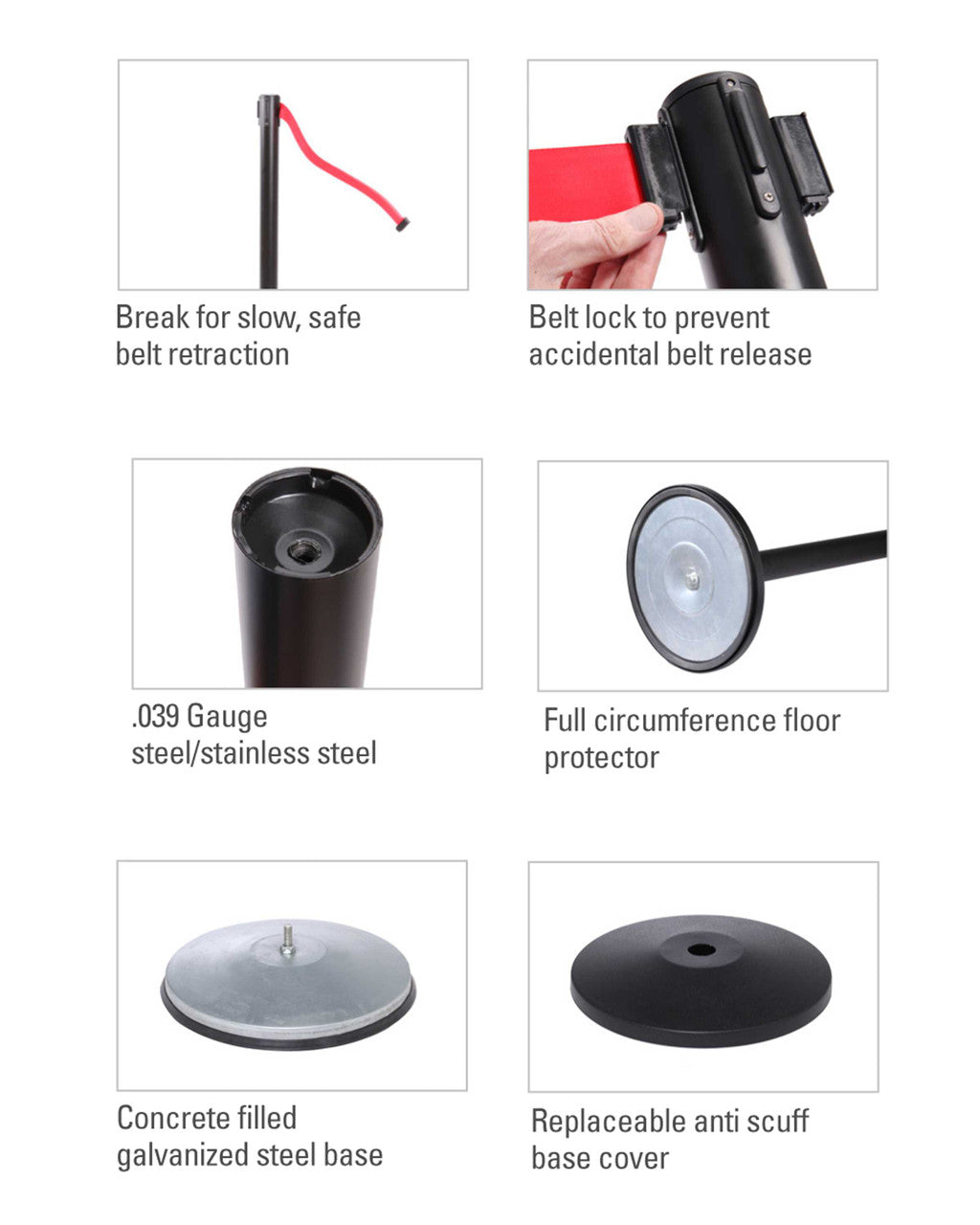 12 Pack & Cart | Black Retractable Belt Barrier Stanchions Stanchions Epic Crowd Control