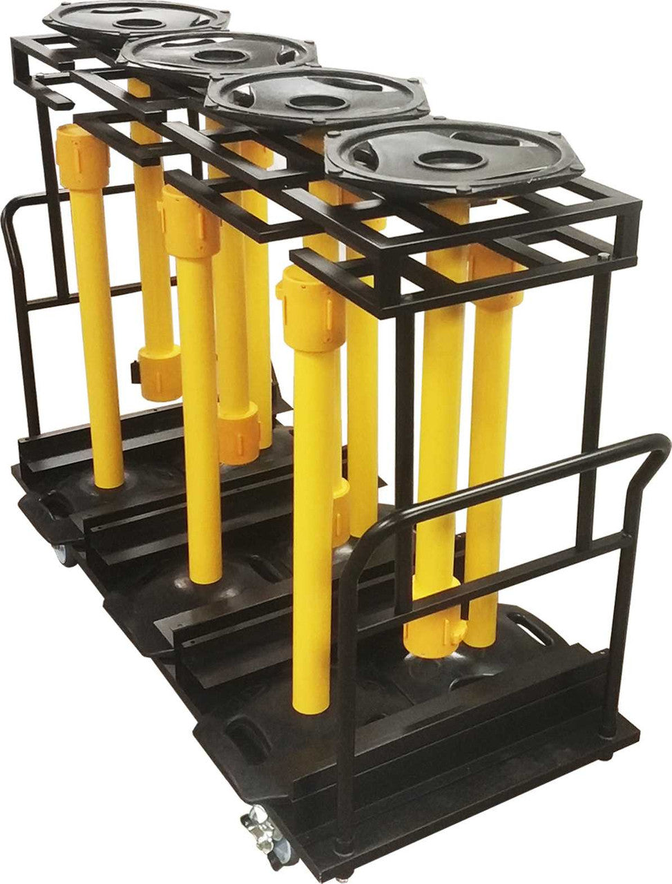 12 to 10 Post Stanchion Cart - Weather Master 19" Rubber Base Stanchions Stanchion Post Carts Epic Crowd Control
