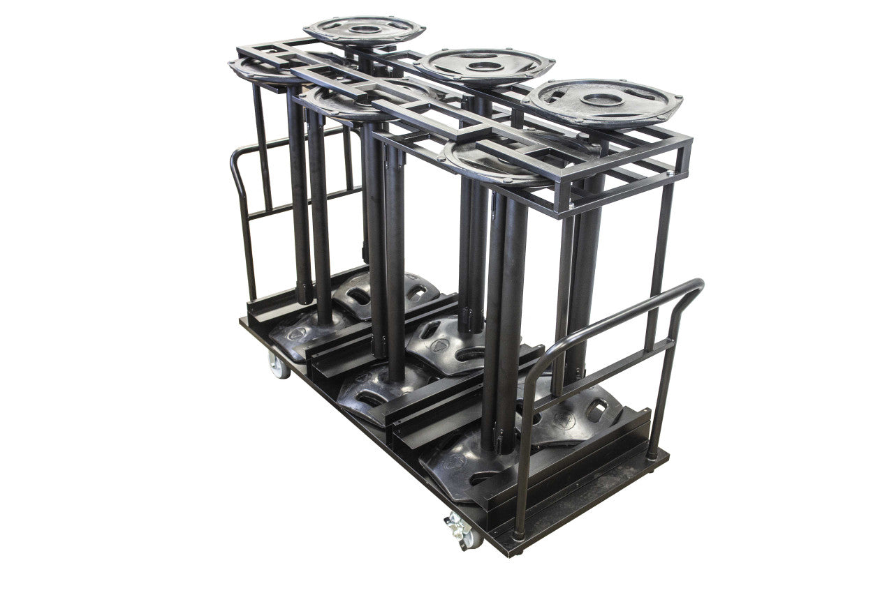 12 to 10 Post Stanchion Cart - Weather Master 19" Rubber Base Stanchions Stanchion Post Carts Epic Crowd Control