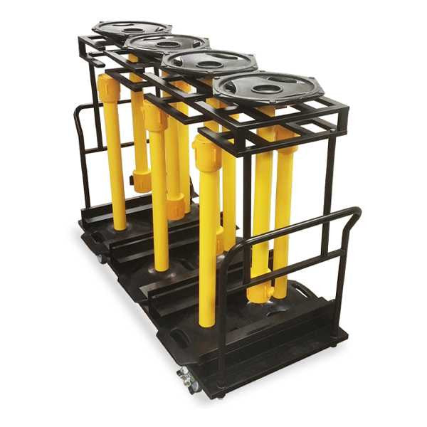 12 to 10 Post Stanchion Cart - Weather Master 19" Rubber Base Stanchions Stanchion Post Carts Epic Crowd Control