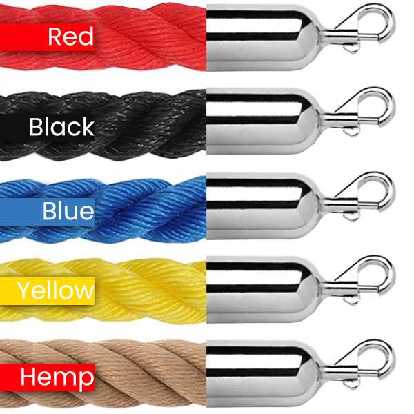 1.5" Twisted Polypropylene Stanchion Ropes 2 to 10 Foot Stanchion Ropes Epic Crowd Control