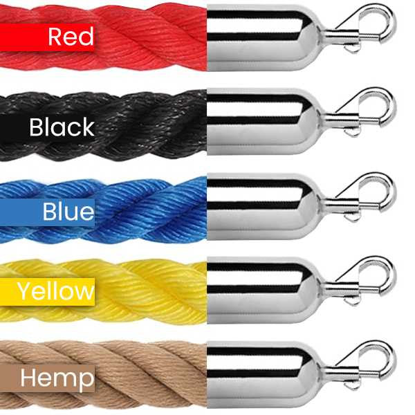 1.5" Twisted Polypropylene Stanchion Ropes 2 to 10 Foot Stanchion Ropes Epic Crowd Control