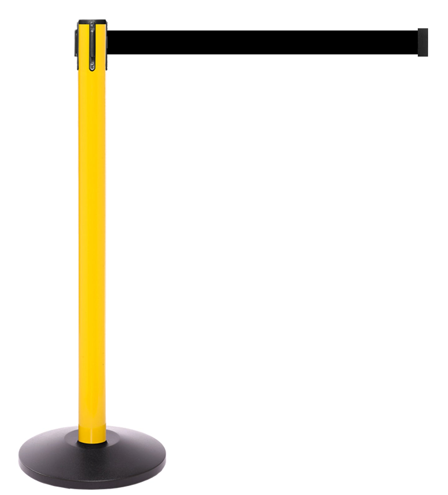 Yellow Retractable Belt Barrier Stanchion 10 / 11 / 13 Foot Belts
