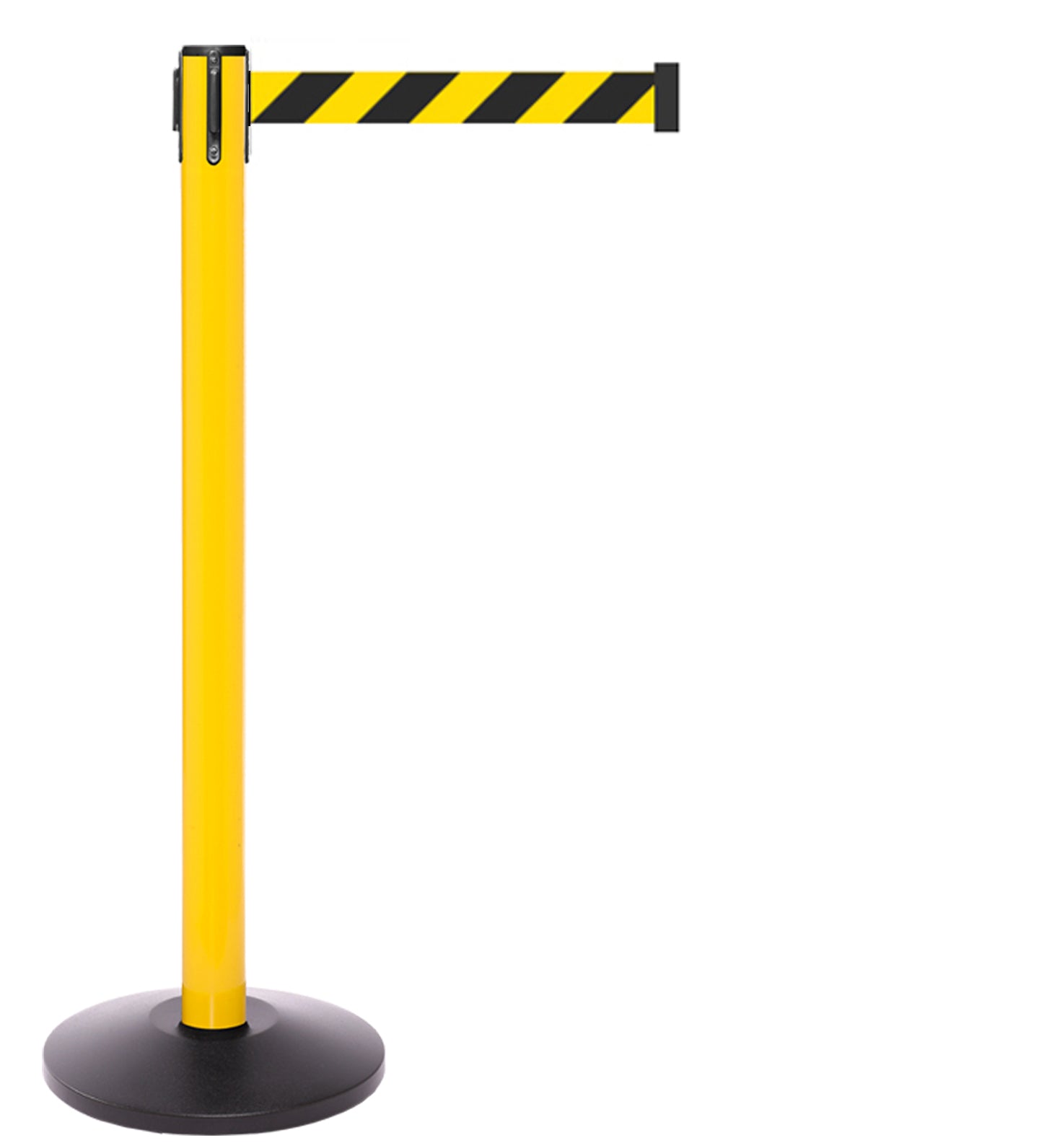 Yellow Retractable Belt Barrier Stanchion 10 / 11 / 13 Foot Belts