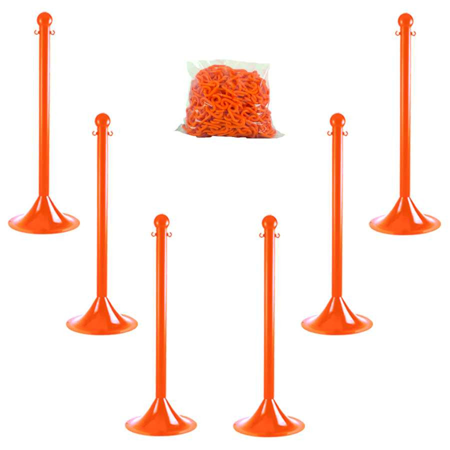 2" Light Duty Plastic Stanchion and Chain Kit Plastic Stanchion Bundles & Kits Epic Crowd Control