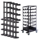 21 Pack & Cart | Black Retractable Belt Barrier Stanchions