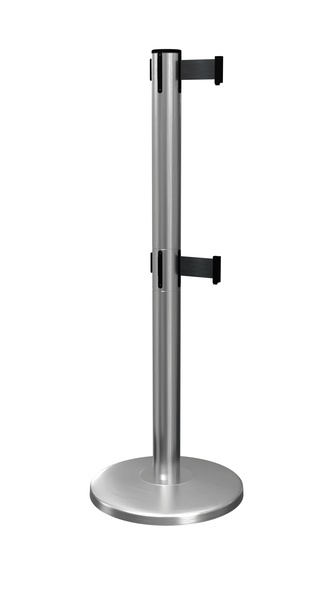 Satin Stainless Twin Retractable Belt Stanchion | 11 Foot Belt | ADA Compliant