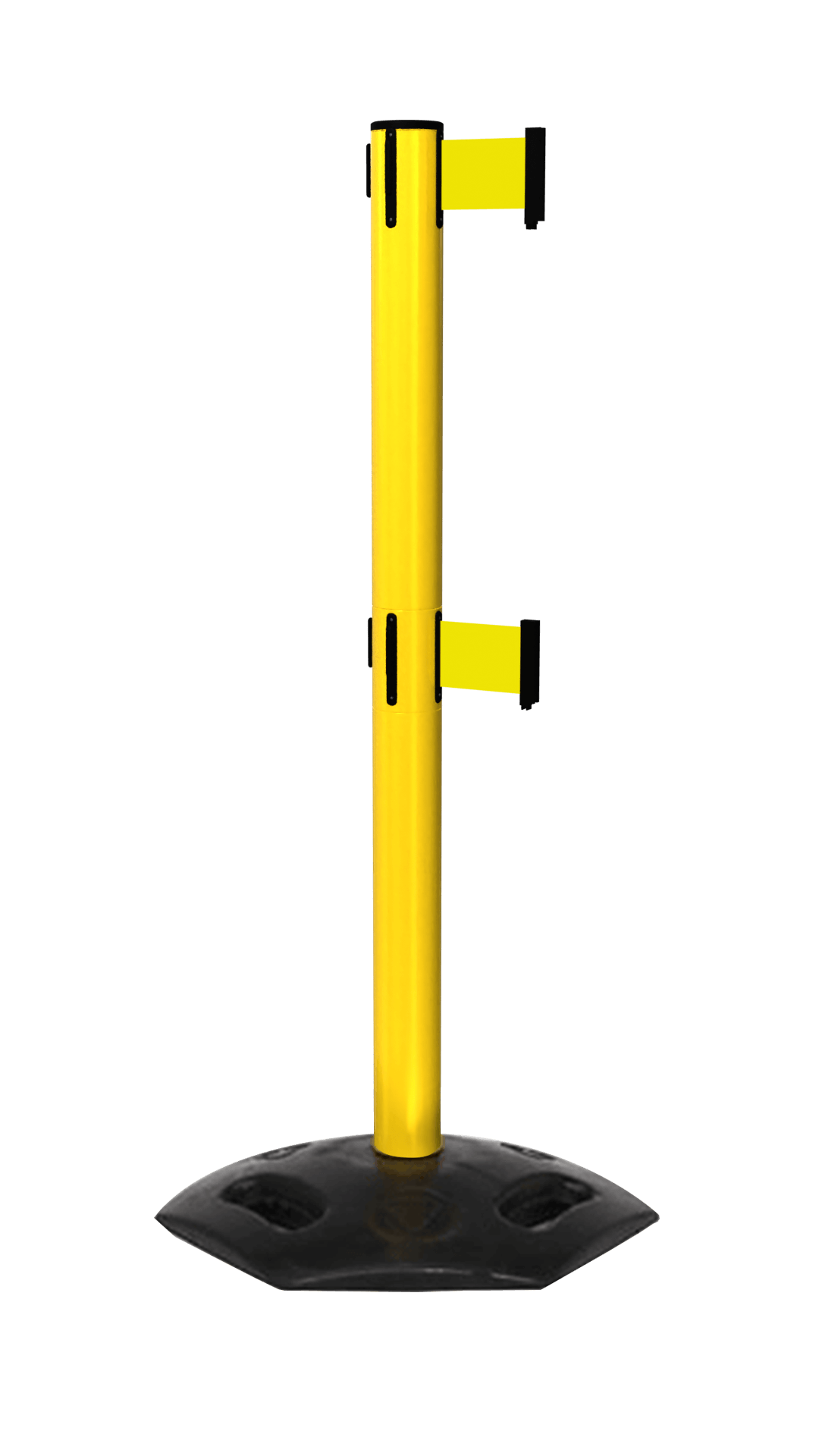 Yellow Weather Master Twin Safety Retractable Stanchion | 11 Foot Xtra Belt