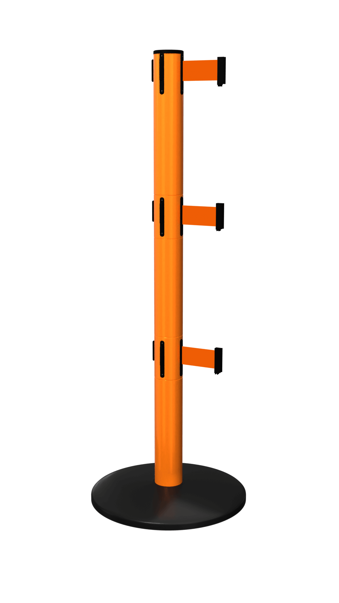 Orange Safety Pro Triple Retractable Belt Stanchion | 13 Foot ADA