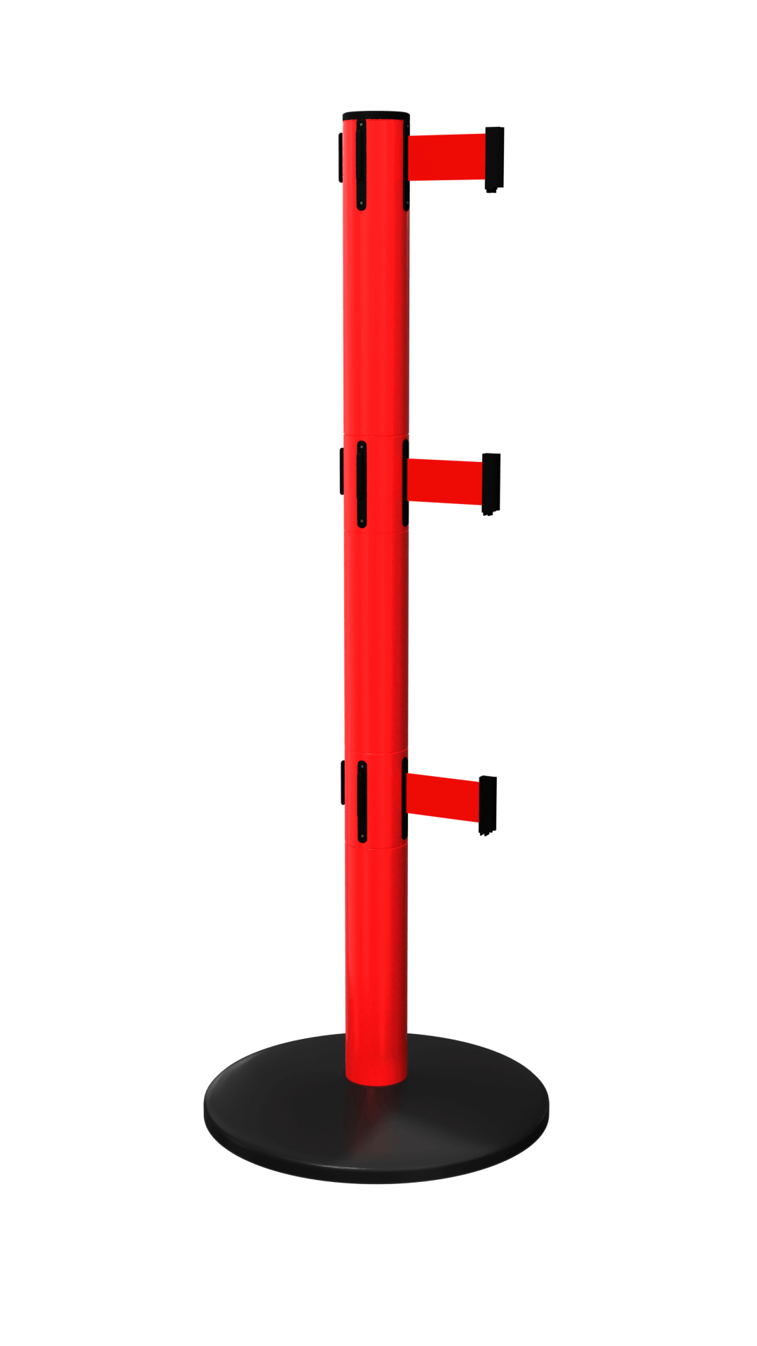 Red Safety Pro Triple Retractable Belt Stanchion | 11 Foot ADA