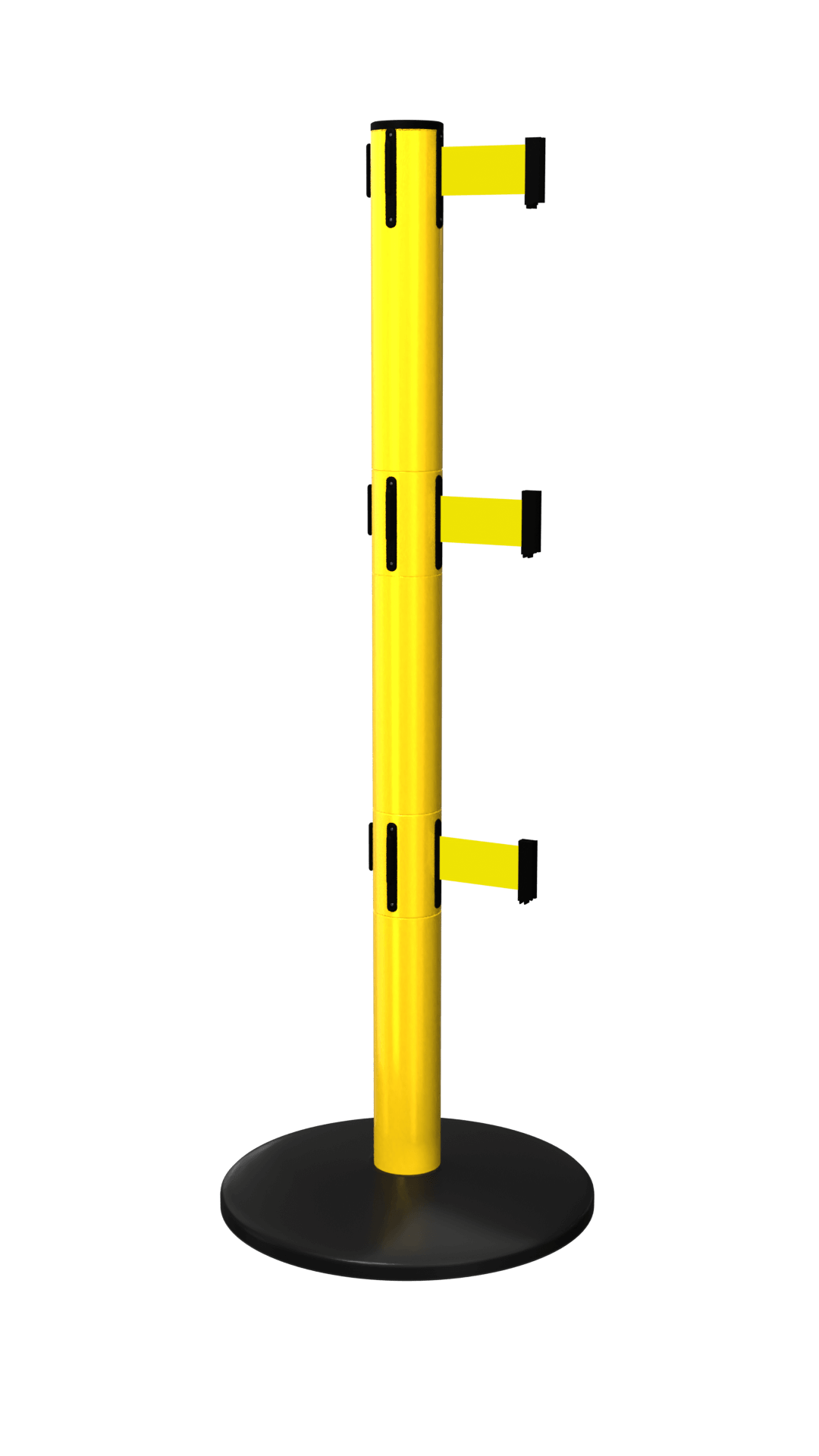 Yellow Safety Pro Triple Retractable Belt Stanchion | 11 Foot ADA