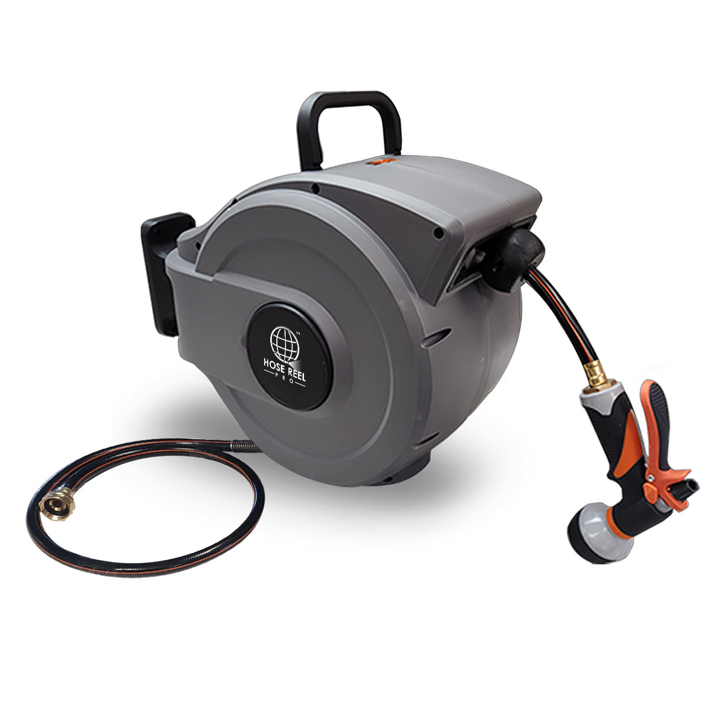 50ft Heavy Duty Retractable Garden Hose Reel Gray – Outdoor & Indoor