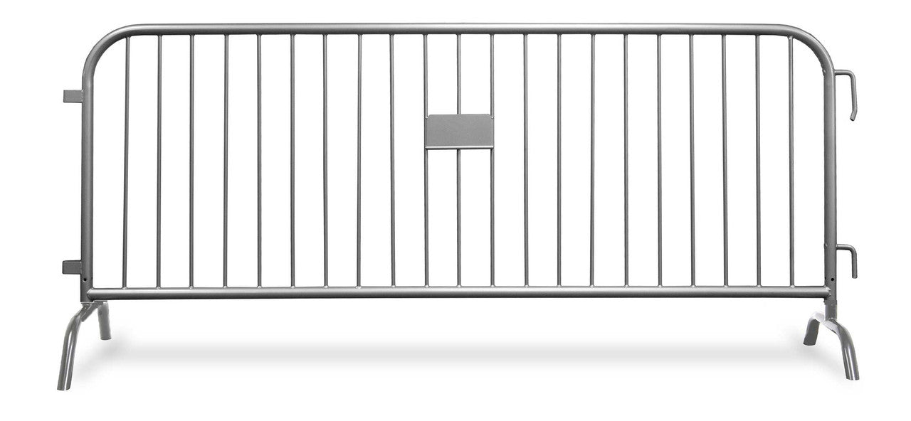 8 Ft Steel Barricades with Green Powder Coat | Bridge Bases - Crowd Control Barriers Steel Barricades Epic Crowd Control