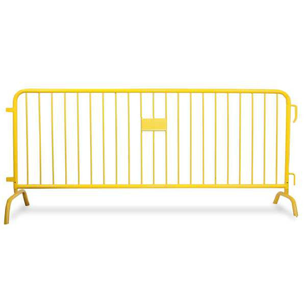 8.5 Ft Steel Barricades with Yellow Powder Coat | Bridge Bases - Crowd Control Barriers Steel Barricades Epic Crowd Control