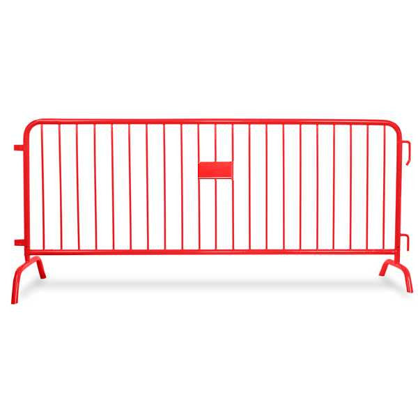 8.5 Ft Steel Barricades with Red Powder Coat | Bridge Bases - Crowd Control Barriers Steel Barricades Epic Crowd Control