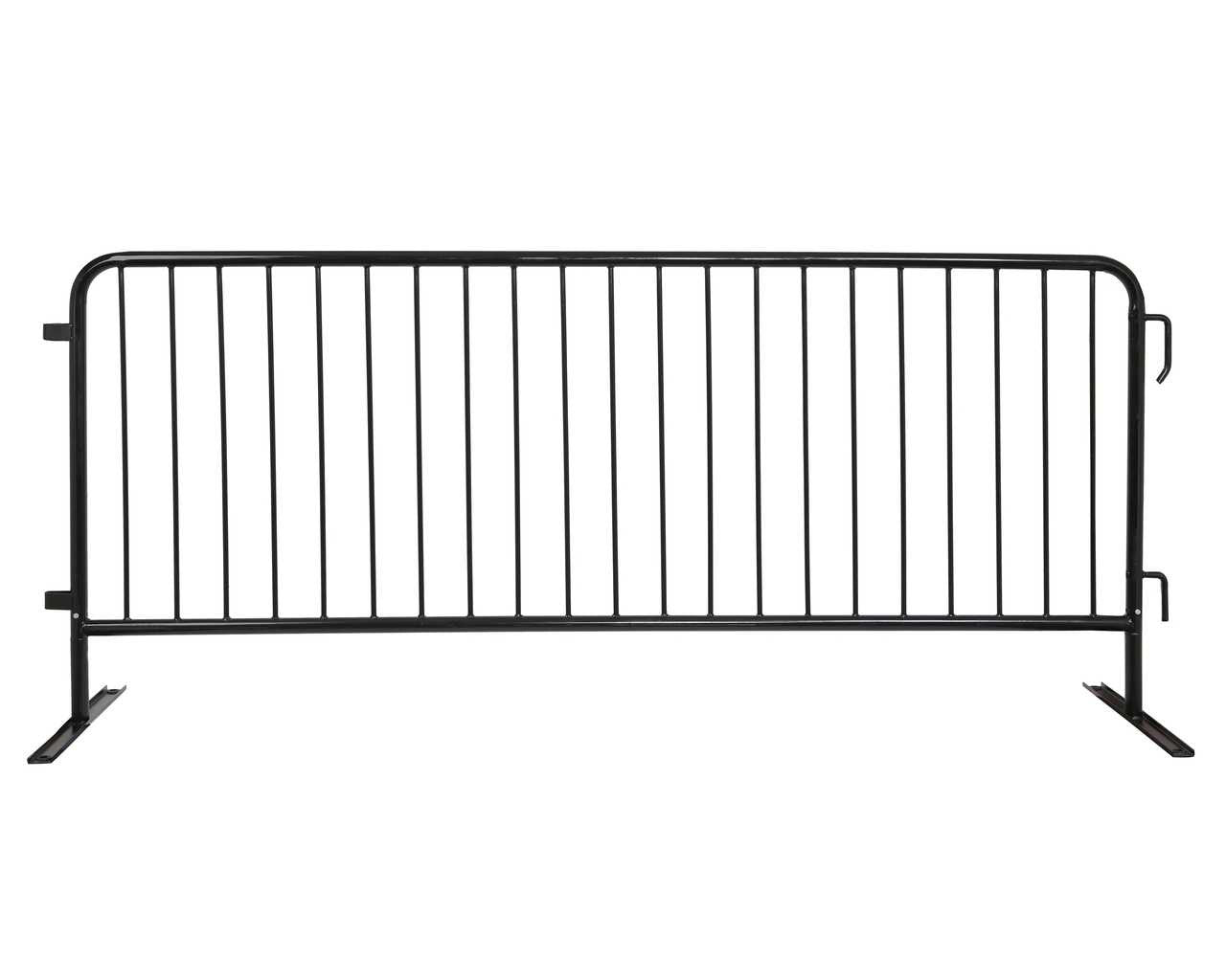 8.5 Ft Black Steel Crowd Control Barricades with Flat Bases Heavy Duty Steel Barricades Epic Crowd Control