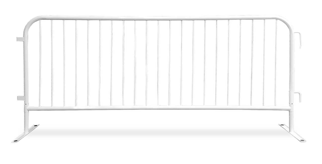 8.5 Ft Black Steel Crowd Control Barricades with Flat Bases Heavy Duty Steel Barricades Epic Crowd Control