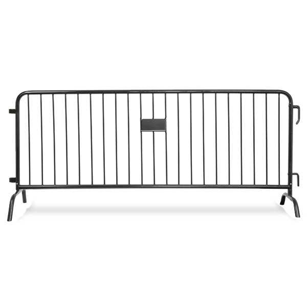 8.5 Ft Orange Steel Crowd Control Barricades with Bridge Bases Heavy Duty Steel Barricades Epic Crowd Control