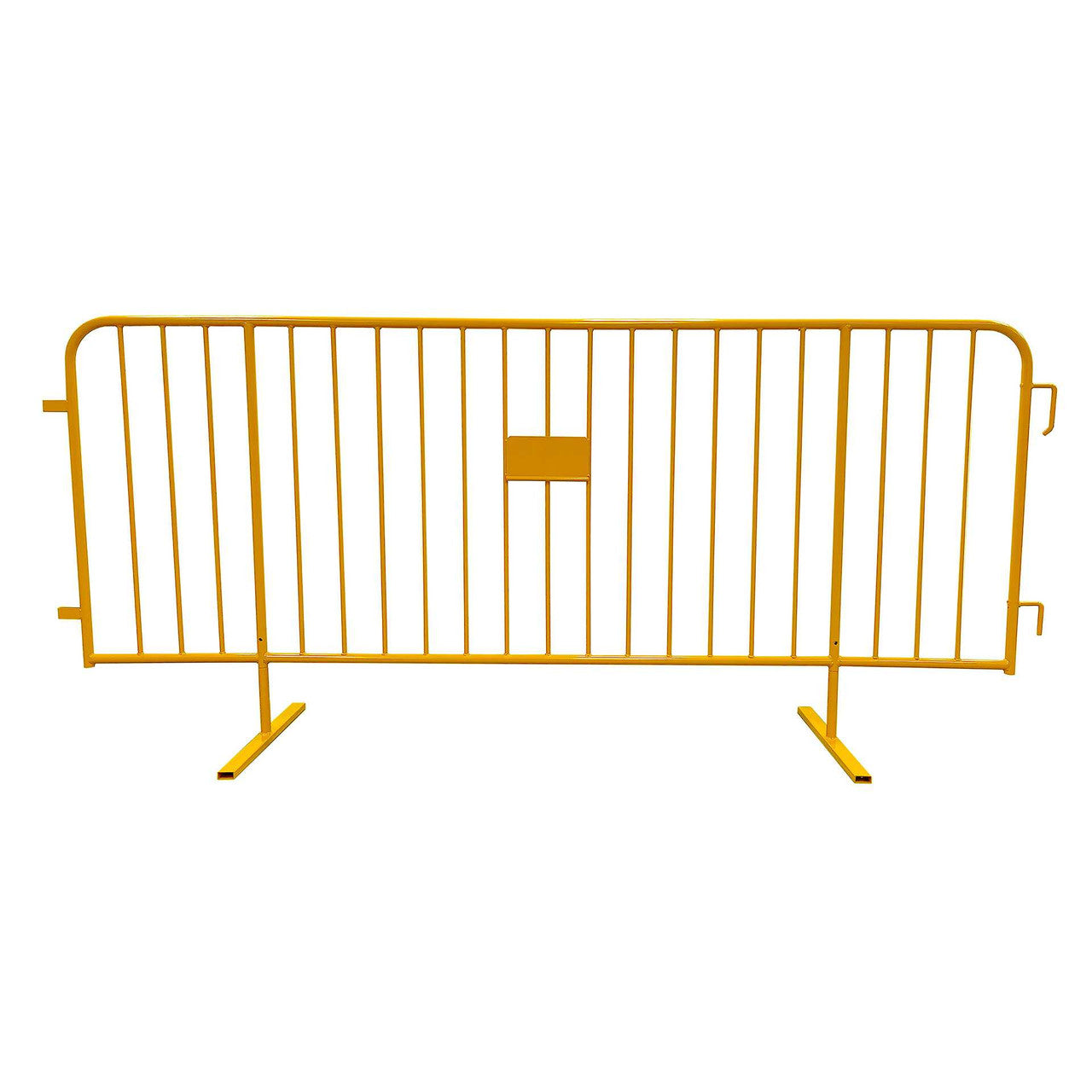 8.5 Ft Yellow Steel Crowd Control Barricades with Flat Bases HD 1.0 Steel Barricades Epic Crowd Control