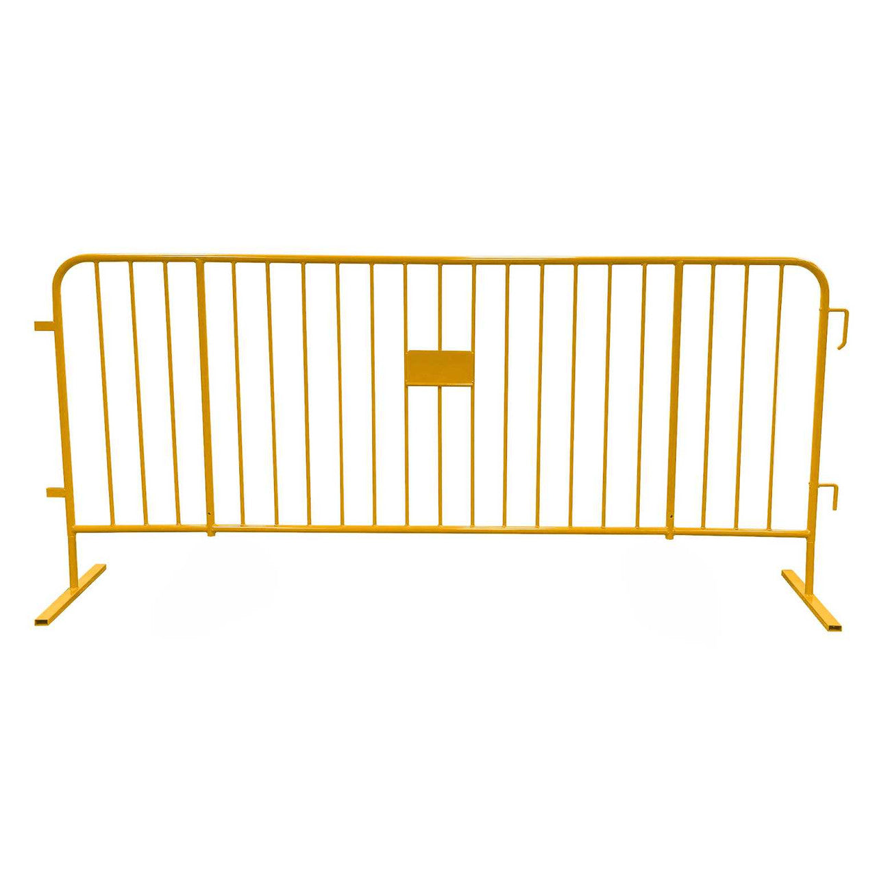 8.5 Ft Yellow Steel Crowd Control Barricades with Flat Bases HD 1.0 Steel Barricades Epic Crowd Control