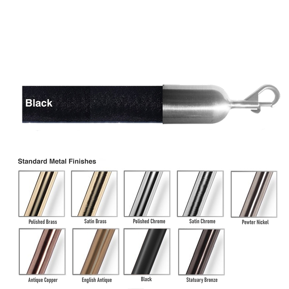1.5" Velour Stanchion Ropes 2 to 12 Feet Long