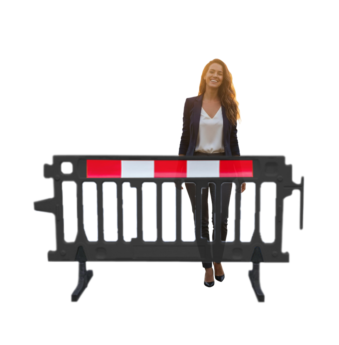 6.5 FT Plastic Crowd Control Barriers | Black Crowd Pro Reflective