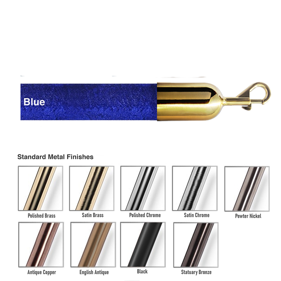 1.5" Velour Stanchion Ropes 8 Foot Long