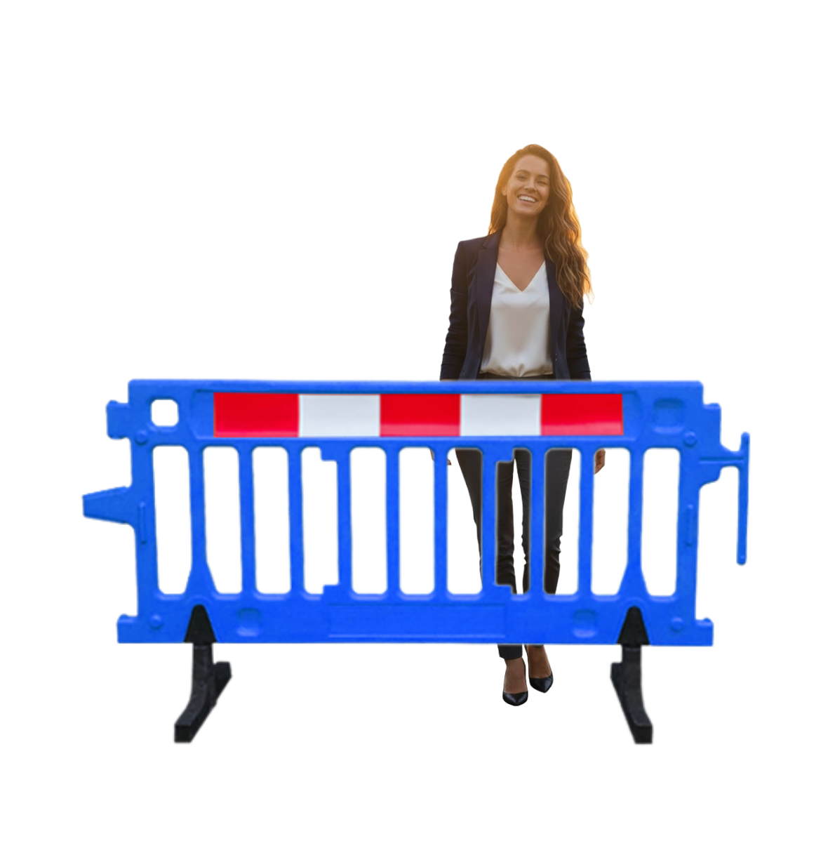 6.5 FT Plastic Crowd Control Barriers | Blue Crowd Pro Reflective