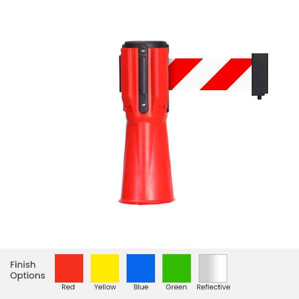 Cone Mounted Retractable Belt Barrier | 10 or 12 Foot Cone Stanchion Stanchions Epic Crowd Control
