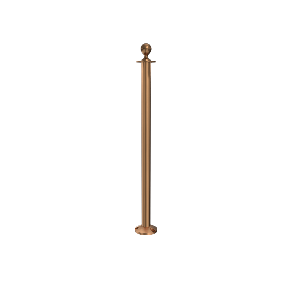 Elegance Ball Top Rope Stanchion Fixed Base | Satin Brass Finish