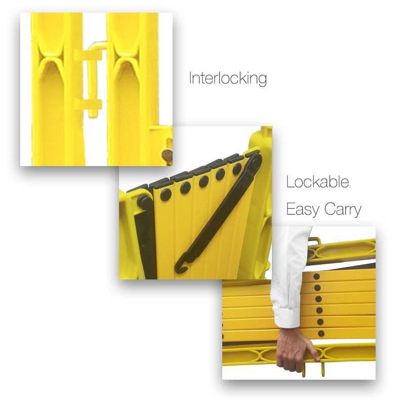 FlexMaster Expanding Barricades 11 Foot | Yellow / Black Expandable Barricades Epic Crowd Control
