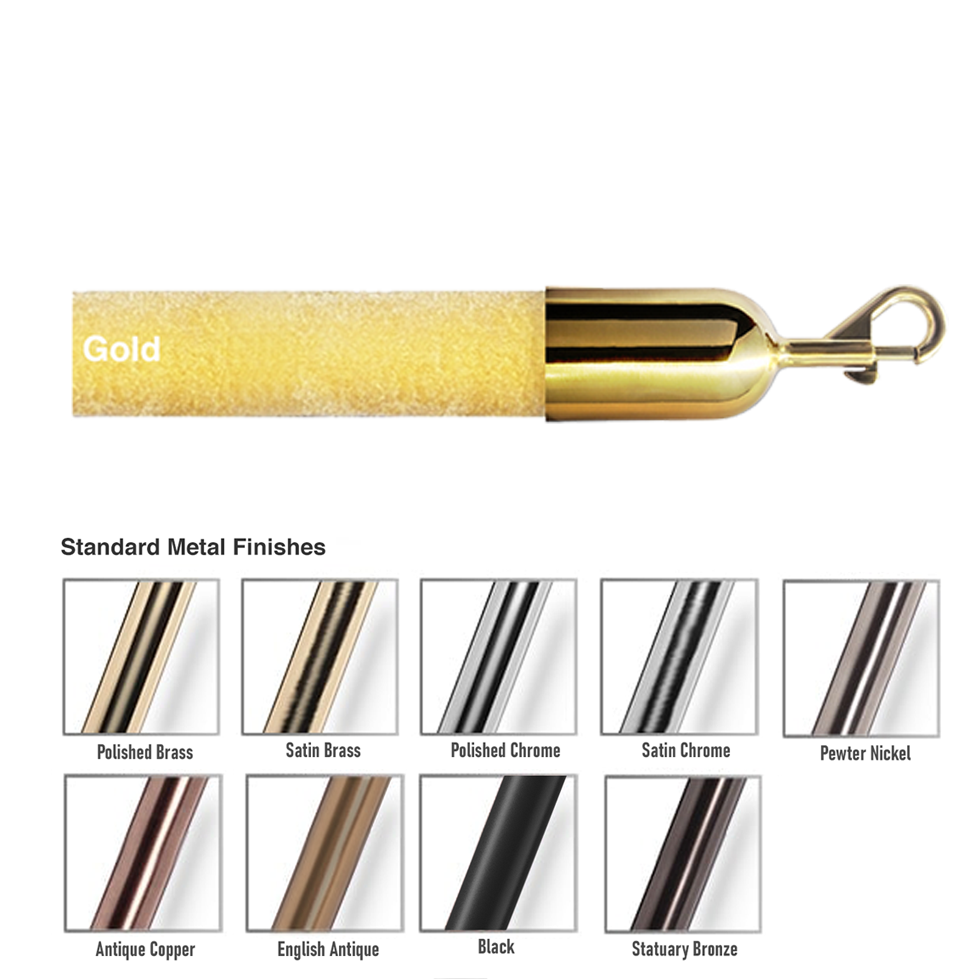 1.5" Velour Stanchion Ropes 8 Foot Long