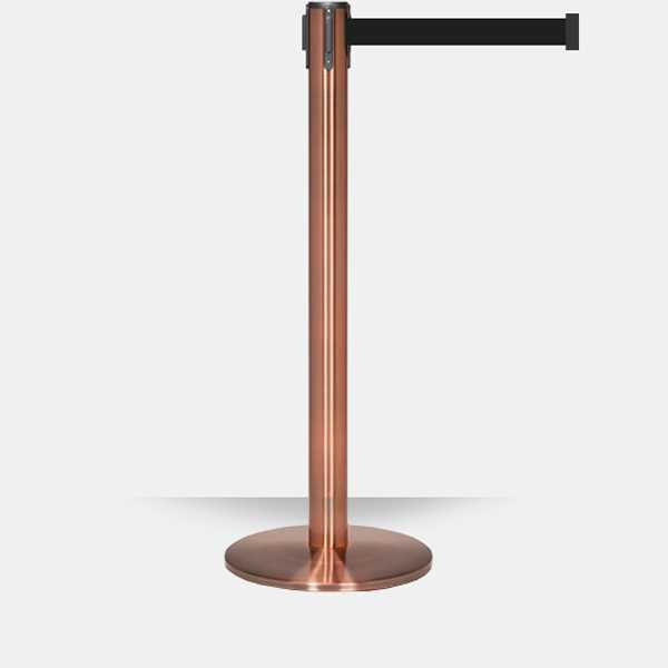 Luxury Retractable Belt Barrier Stanchion | Antique Copper 11 or 13 Foot Belt Posts Single Line Belt Posts Epic Crowd Control