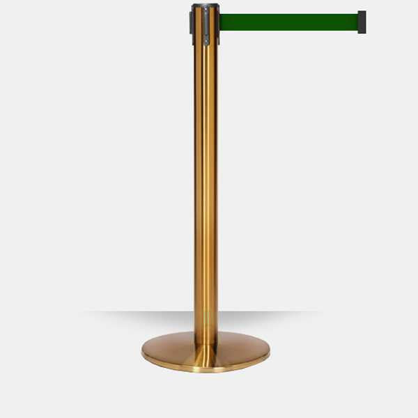 Luxury Retractable Belt Barrier Stanchion | English Antique 11 or 13 Foot Belt Posts Single Line Belt Posts Epic Crowd Control