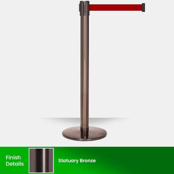 Luxury Retractable Belt Barrier Stanchion | Statuary Bronze 11 or 13 Foot Belt Posts Single Line Belt Posts Epic Crowd Control