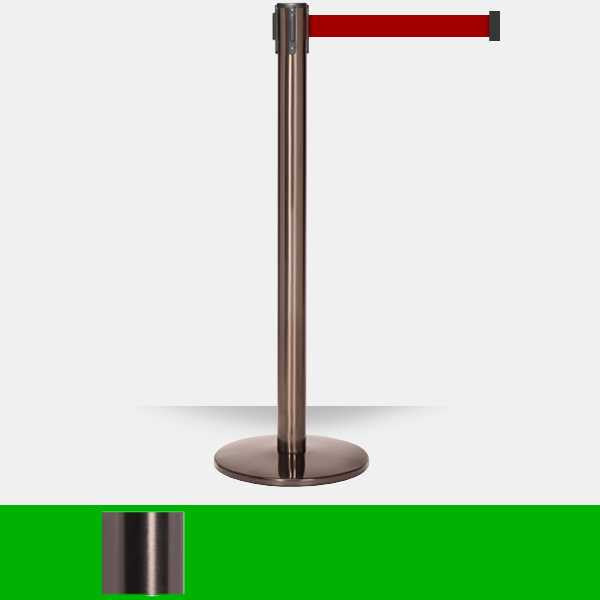 Luxury Retractable Belt Barrier Stanchion | Statuary Bronze 11 or 13 Foot Belt Posts Single Line Belt Posts Epic Crowd Control