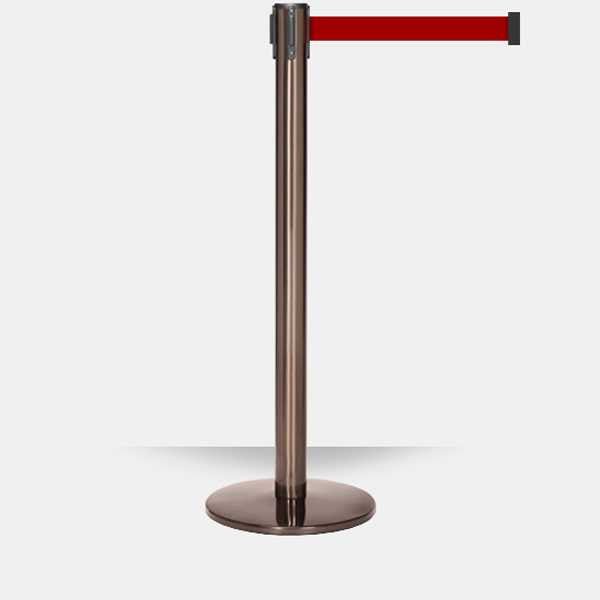 Luxury Retractable Belt Barrier Stanchion | Statuary Bronze 11 or 13 Foot Belt Posts Single Line Belt Posts Epic Crowd Control